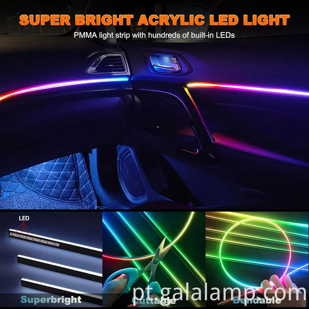 Kit de tira de luz de neon LED vibrante para o ambiente Car